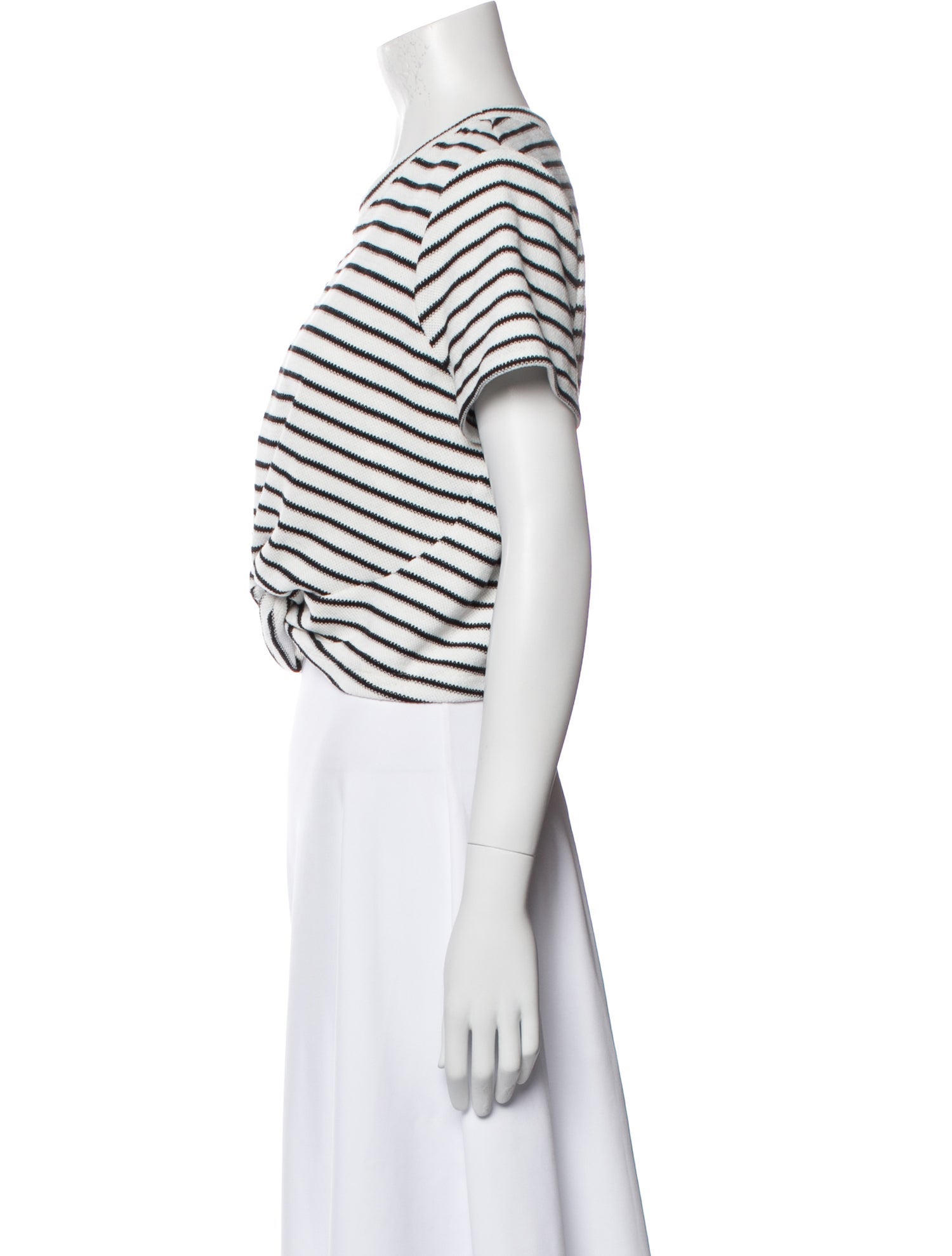 Tanya Taylor Striped Crew Neck Crop Top