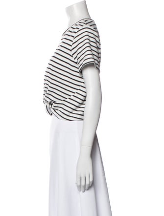 Tanya Taylor Striped Crew Neck Crop Top