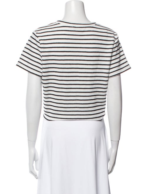 Tanya Taylor Striped Crew Neck Crop Top