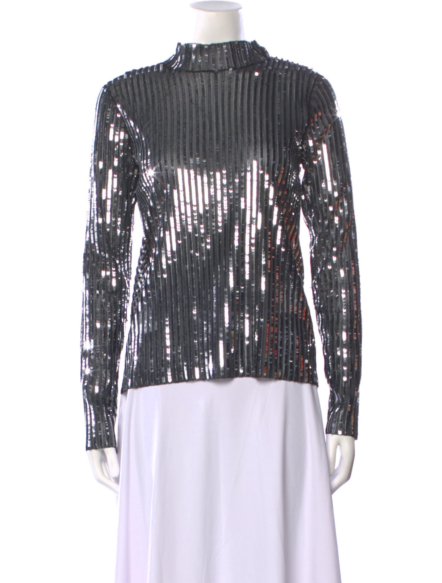 Tanya Taylor Striped Mock Neck Blouse