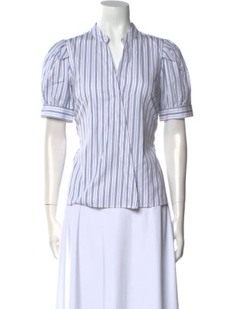 Tanya Taylor Striped V-Neck Button-Up Top