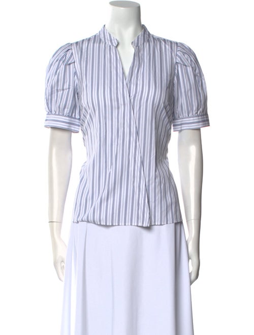 Tanya Taylor Striped V-Neck Button-Up Top