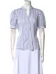 Tanya Taylor Striped V-Neck Button-Up Top