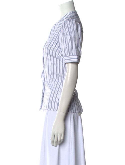 Tanya Taylor Striped V-Neck Button-Up Top