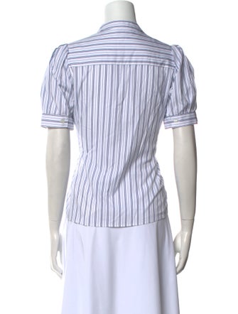 Tanya Taylor Striped V-Neck Button-Up Top