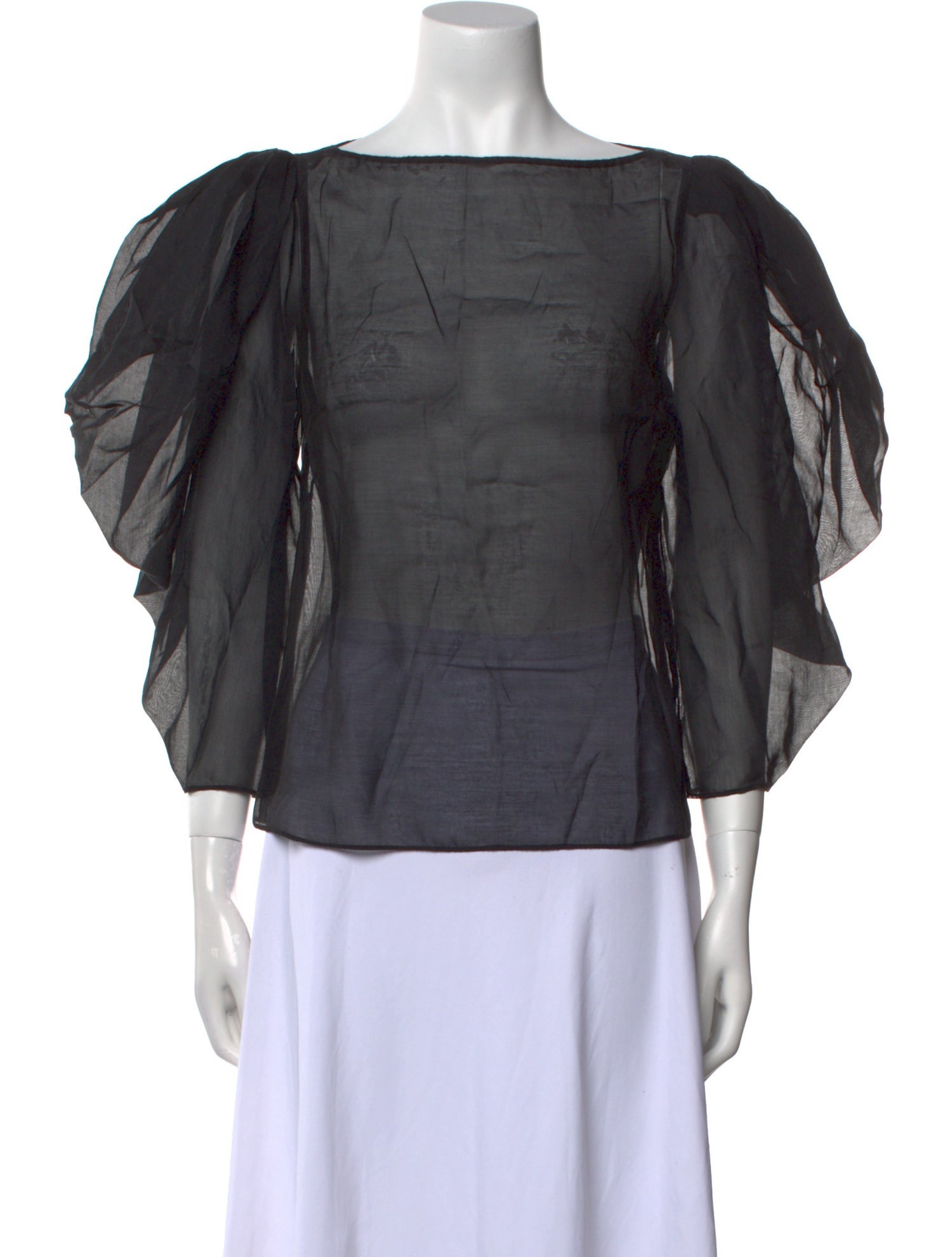 Tanya Taylor Bateau Neckline Three-Quarter Sleeve Blouse