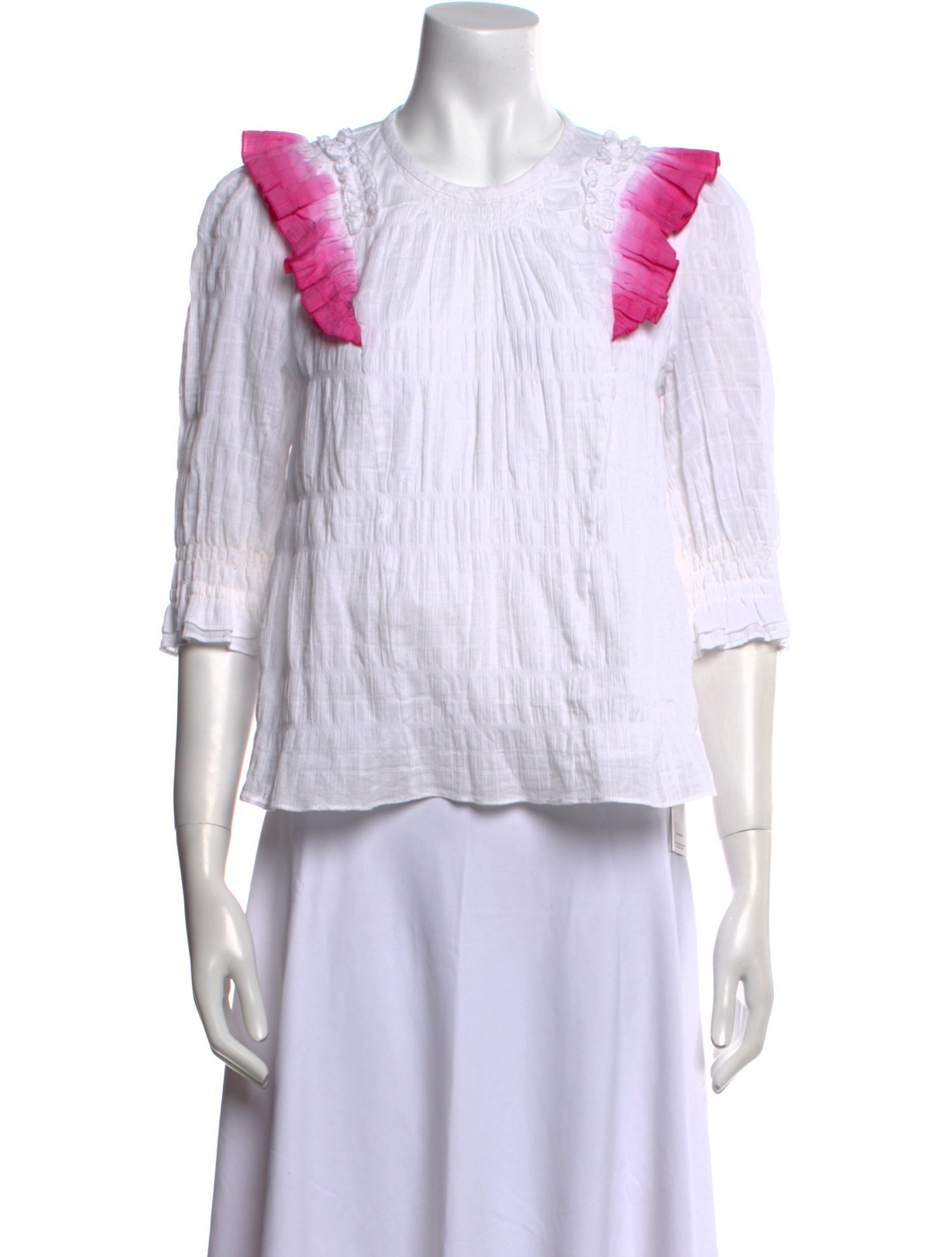 Tanya Taylor Striped Crew Neck Crop Top