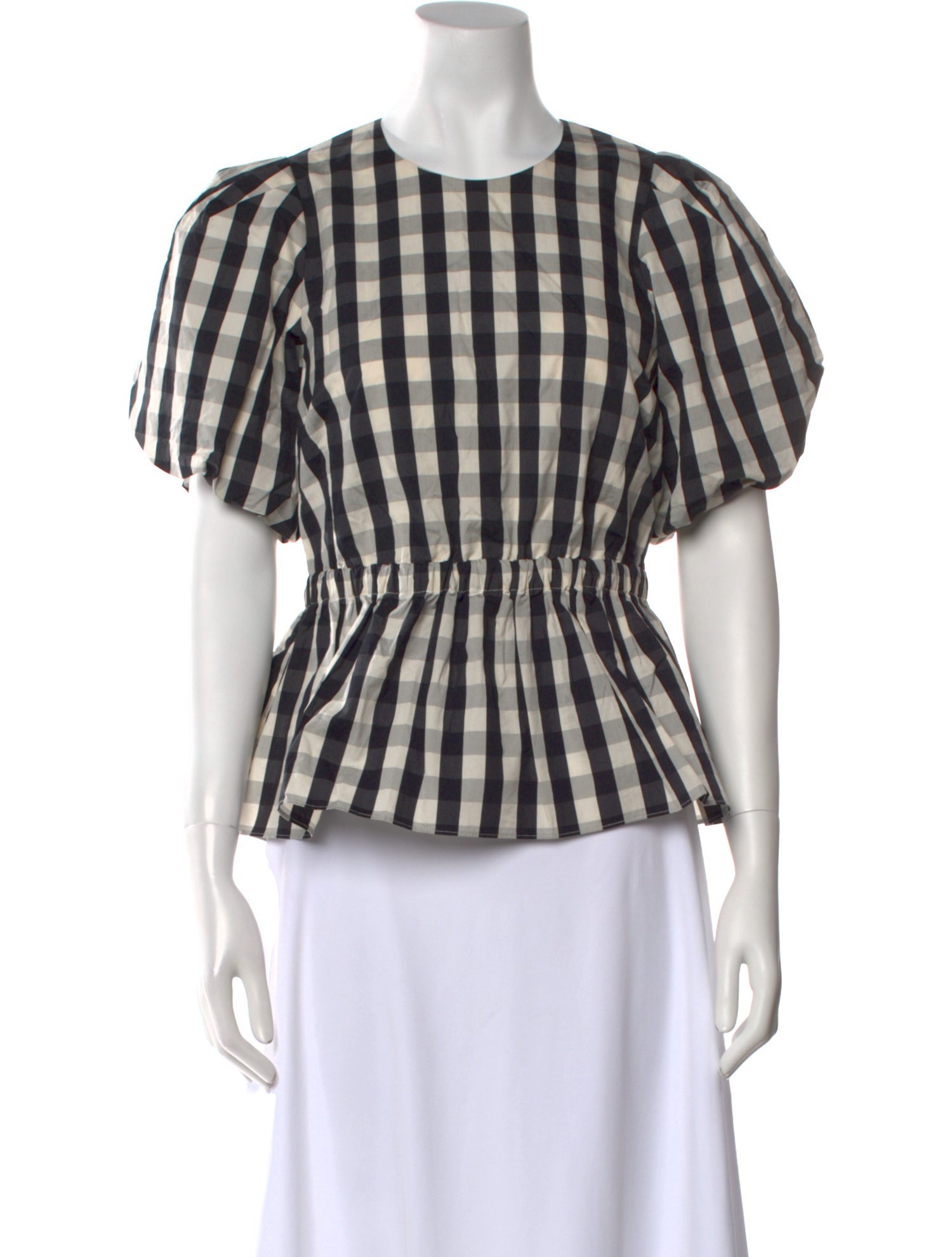 Tanya Taylor Plaid Print Crew Neck Top