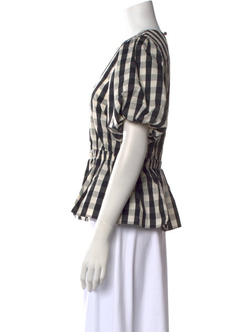 Tanya Taylor Plaid Print Crew Neck Top