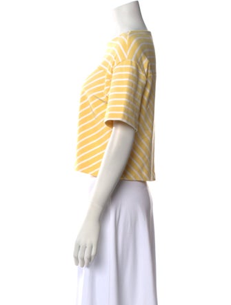 Tanya Taylor Striped Bateau Neckline Crop Top