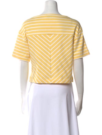 Tanya Taylor Striped Bateau Neckline Crop Top