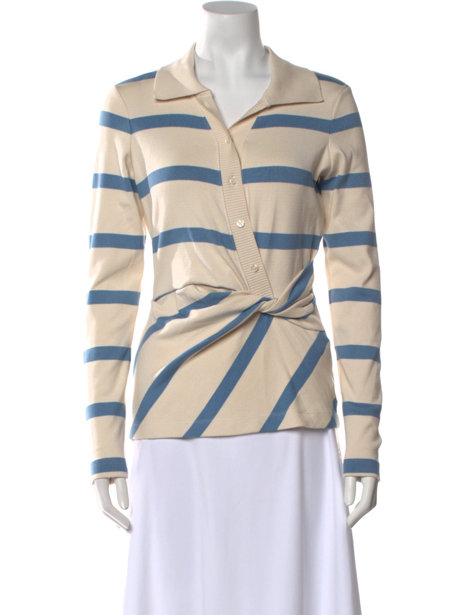 Tanya Taylor Striped Long Sleeve Button-Up Top