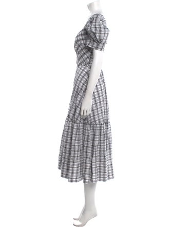 Tanya Taylor Plaid Print Midi Length Dress