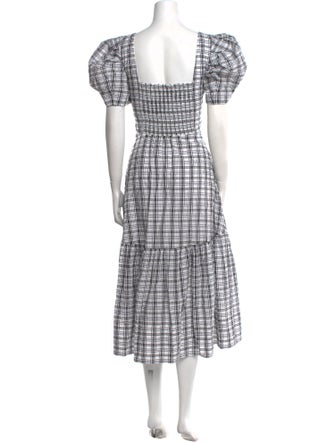 Tanya Taylor Plaid Print Midi Length Dress