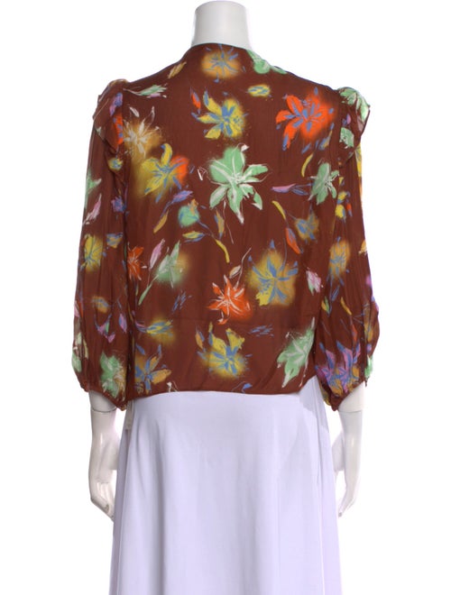 Tanya Taylor Floral Print Tie Neck Blouse