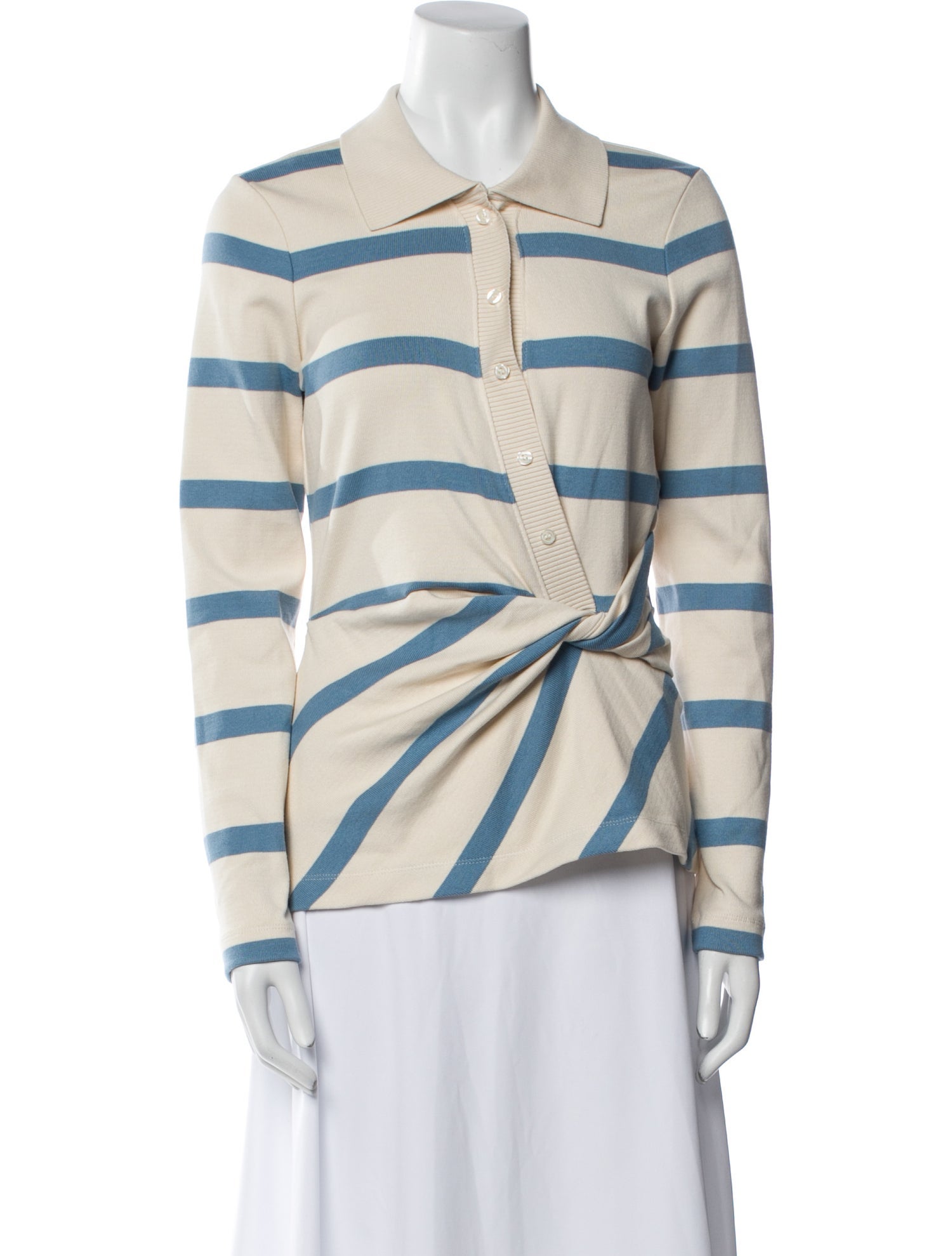 Tanya Taylor Striped Long Sleeve Button-Up Top w/ Tags