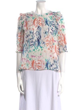 Tanya Taylor Silk Floral Print Blouse