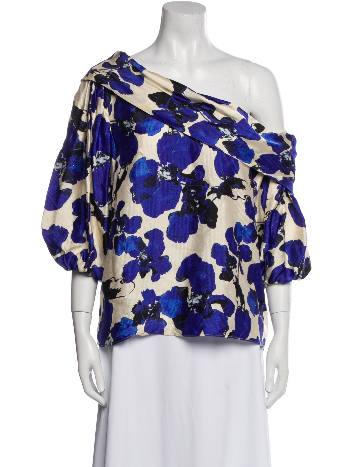 Tanya Taylor Floral Print One-Shoulder Blouse w/ Tags
