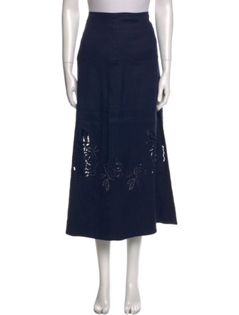 Tanya Taylor Linen Midi Length Skirt