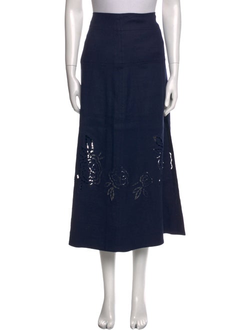 Tanya Taylor Linen Midi Length Skirt