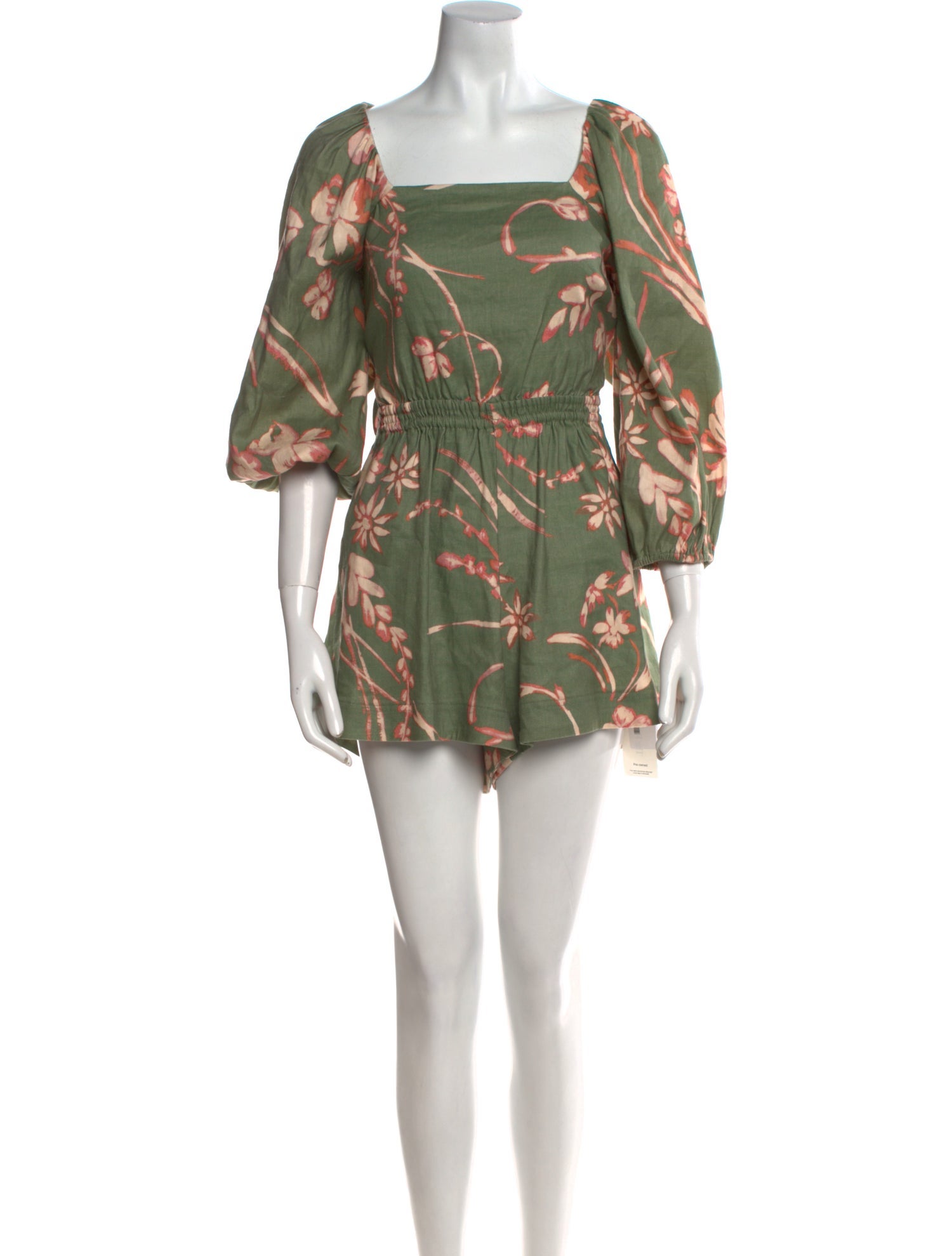 Tanya Taylor Printed Square Neckline Romper