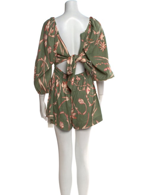 Tanya Taylor Printed Square Neckline Romper