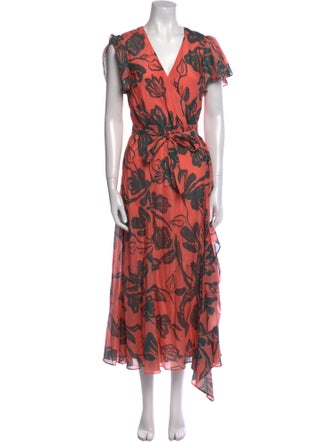 Tanya Taylor Floral Print Midi Length Dress