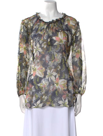 Tanya Taylor Linen Floral Print Blouse