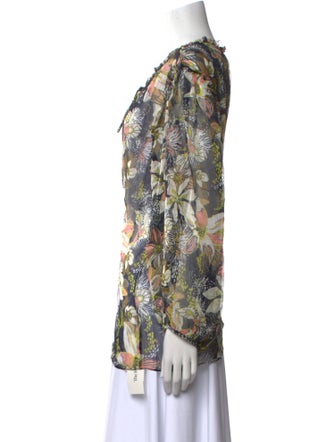 Tanya Taylor Linen Floral Print Blouse