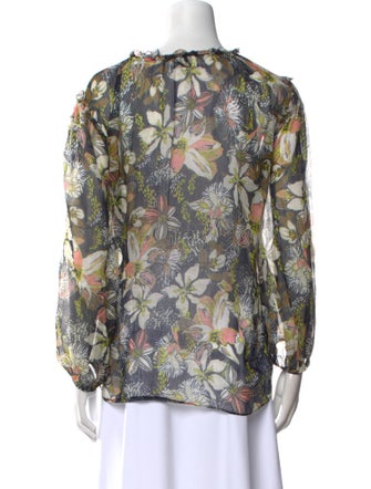 Tanya Taylor Linen Floral Print Blouse