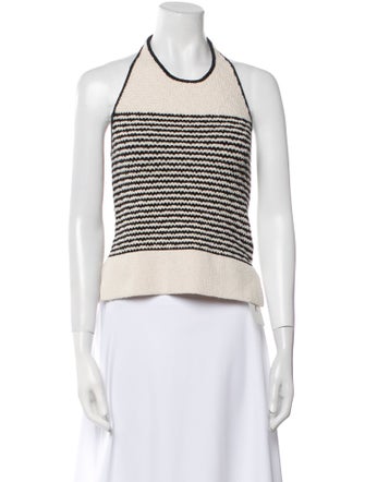 Tanya Taylor Striped Halterneck Crop Top