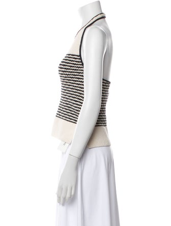 Tanya Taylor Striped Halterneck Crop Top