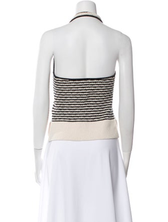 Tanya Taylor Striped Halterneck Crop Top