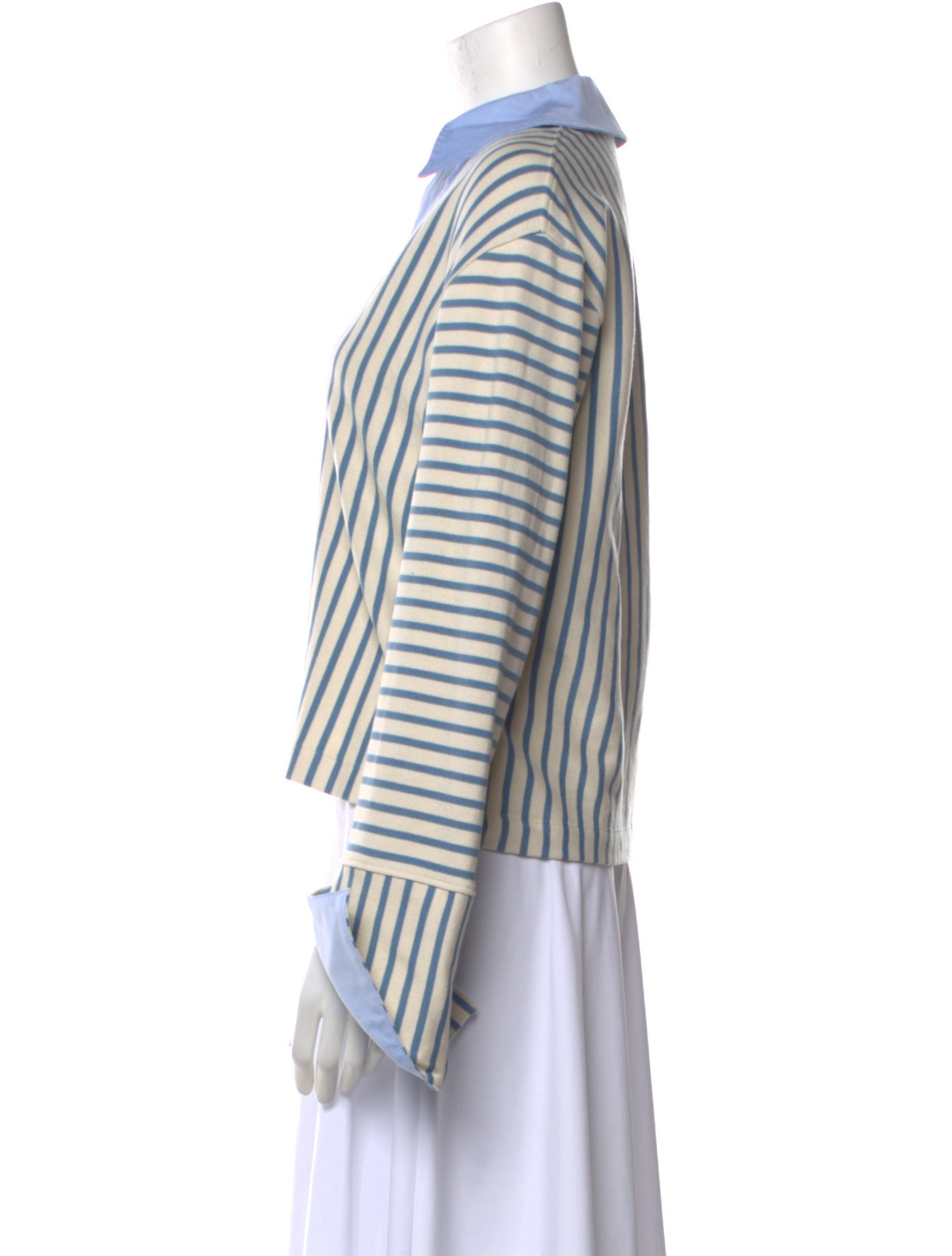 Tanya Taylor Striped Long Sleeve Crop Top