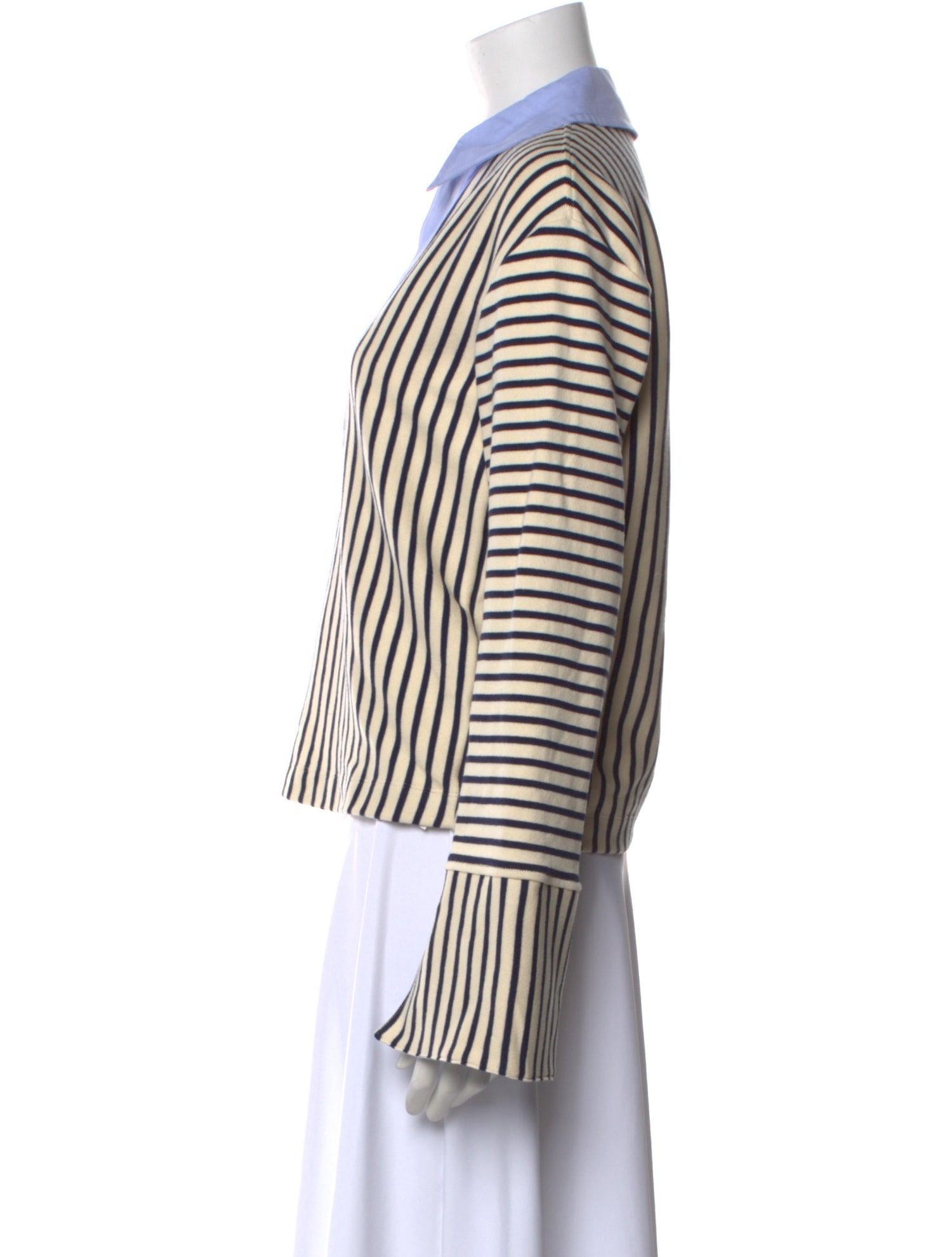 Tanya Taylor Striped Long Sleeve Crop Top