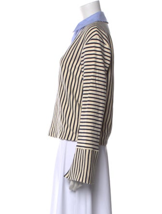 Tanya Taylor Striped Long Sleeve Crop Top