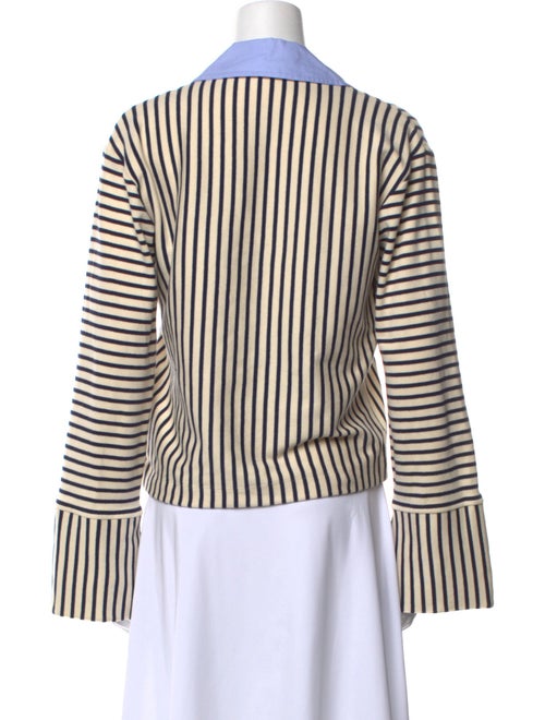 Tanya Taylor Striped Long Sleeve Crop Top