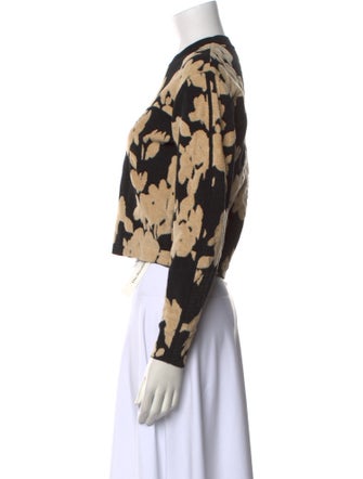 Tanya Taylor Floral Print Crew Neck Crop Top