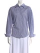 Tanya Taylor Striped Three-Quarter Sleeve Button-Up Top