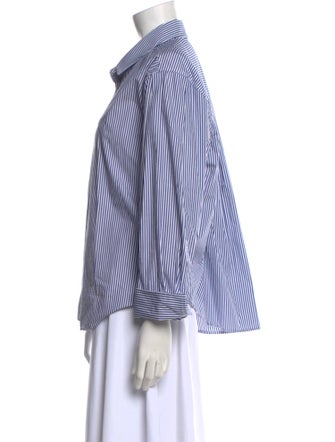 Tanya Taylor Striped Three-Quarter Sleeve Button-Up Top