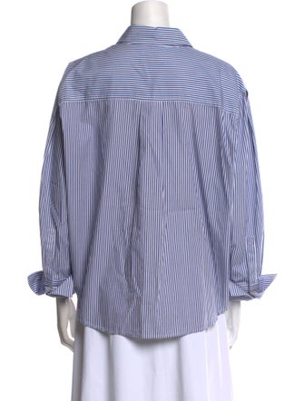 Tanya Taylor Striped Three-Quarter Sleeve Button-Up Top