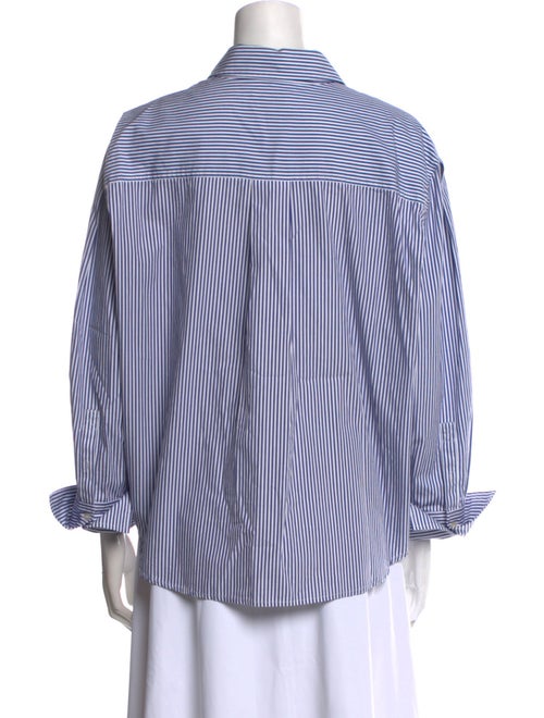 Tanya Taylor Striped Three-Quarter Sleeve Button-Up Top