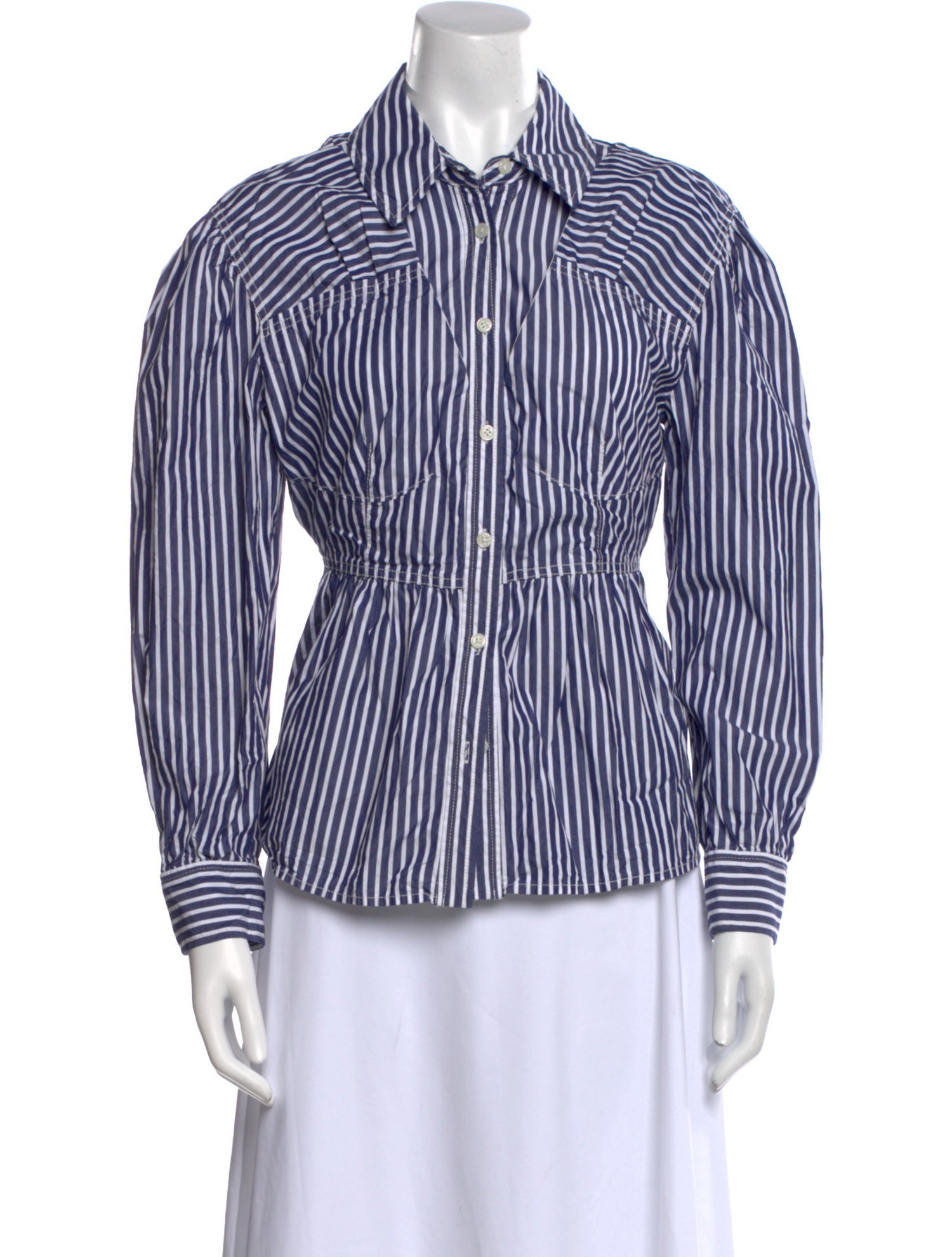 Tanya Taylor Striped Long Sleeve Button-Up Top