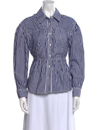 Tanya Taylor Striped Long Sleeve Button-Up Top