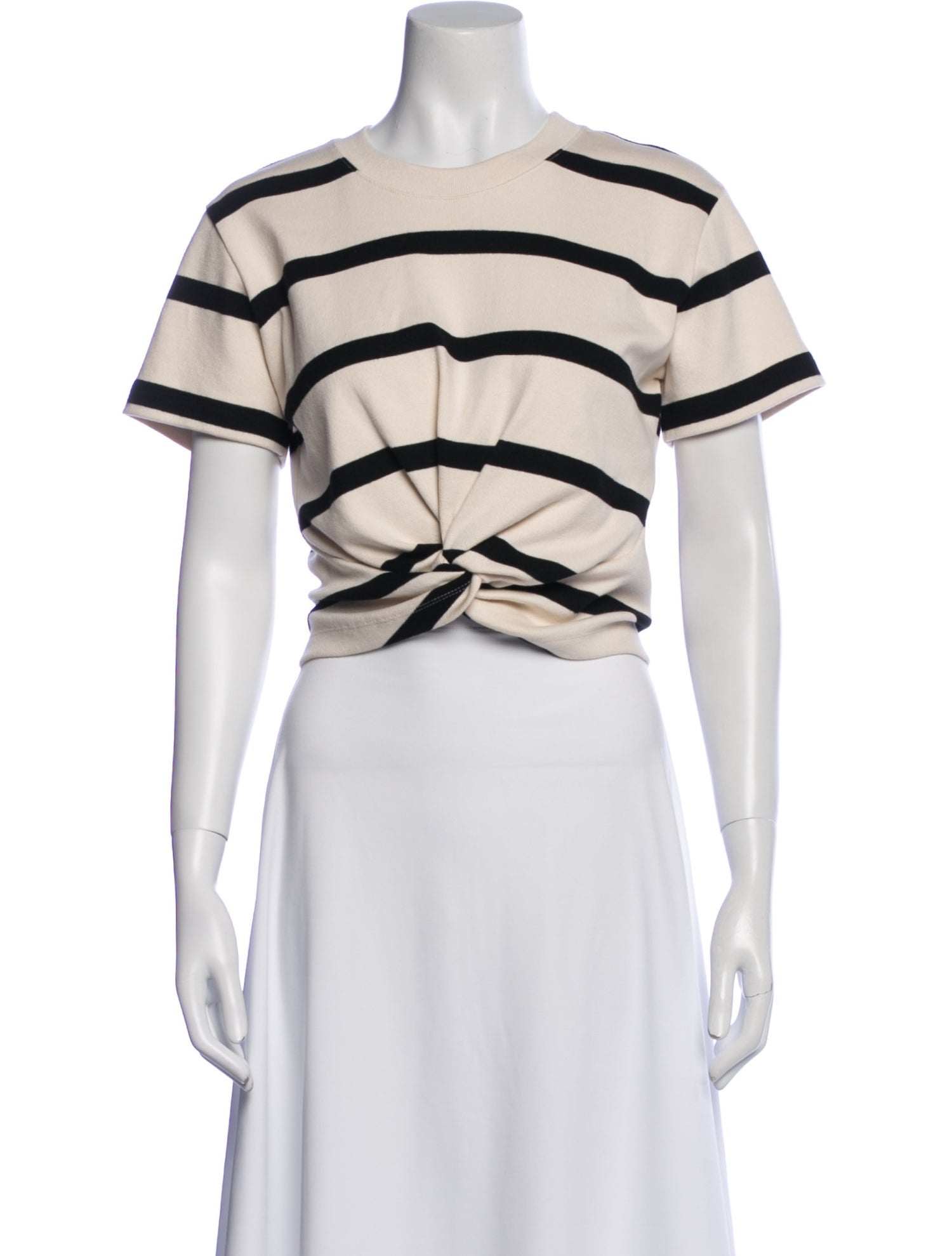 Tanya Taylor Striped Crew Neck Crop Top