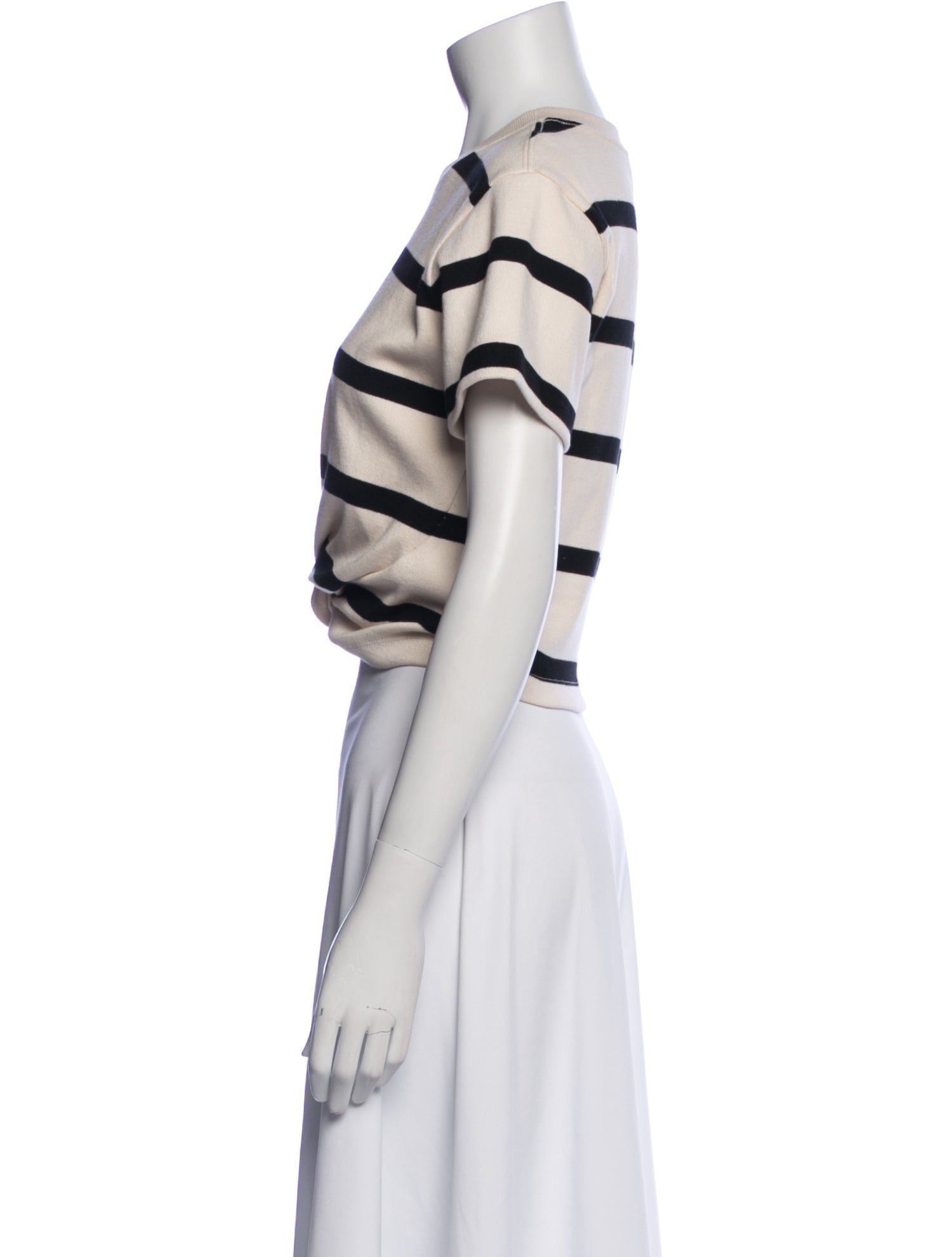 Tanya Taylor Striped Crew Neck Crop Top