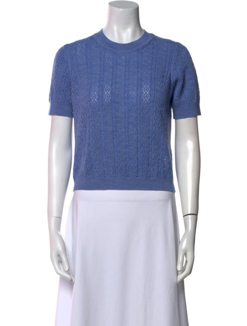 Tanya Taylor Merino Wool Crew Neck Crop Top