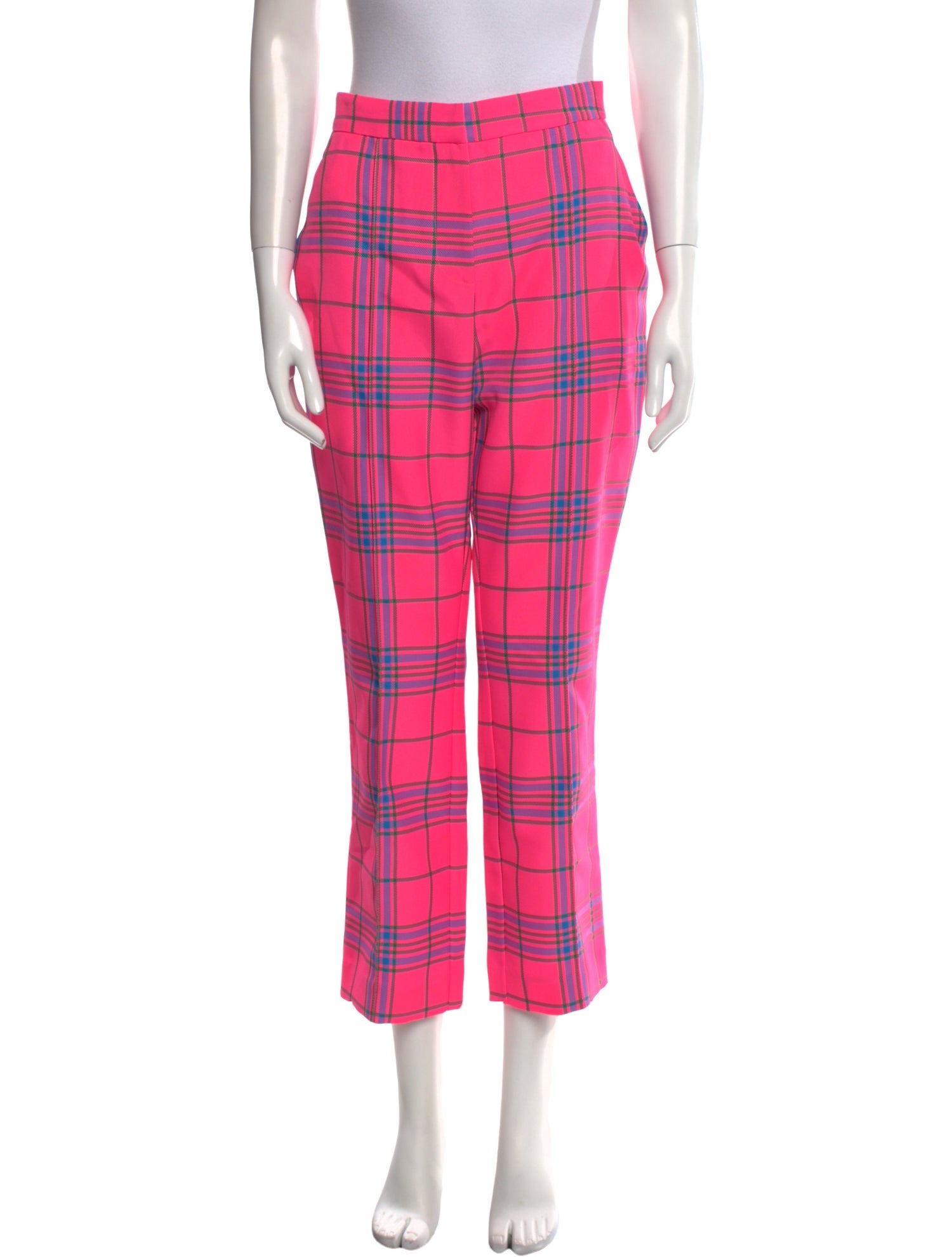 Tanya Taylor Plaid Print Straight Leg Pants w/ Tags