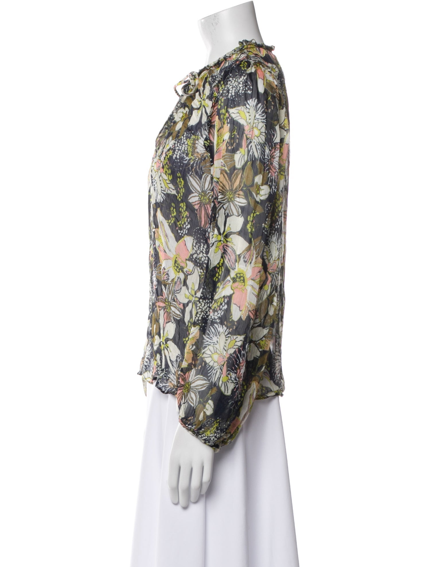 Tanya Taylor Linen Floral Print Blouse