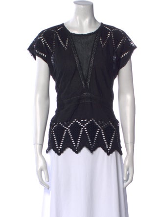 Tanya Taylor Crew Neck Short Sleeve Top